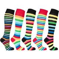 Thumbnail for Women's Multiline Stripe Knee High Socks Set - 5 PACK -