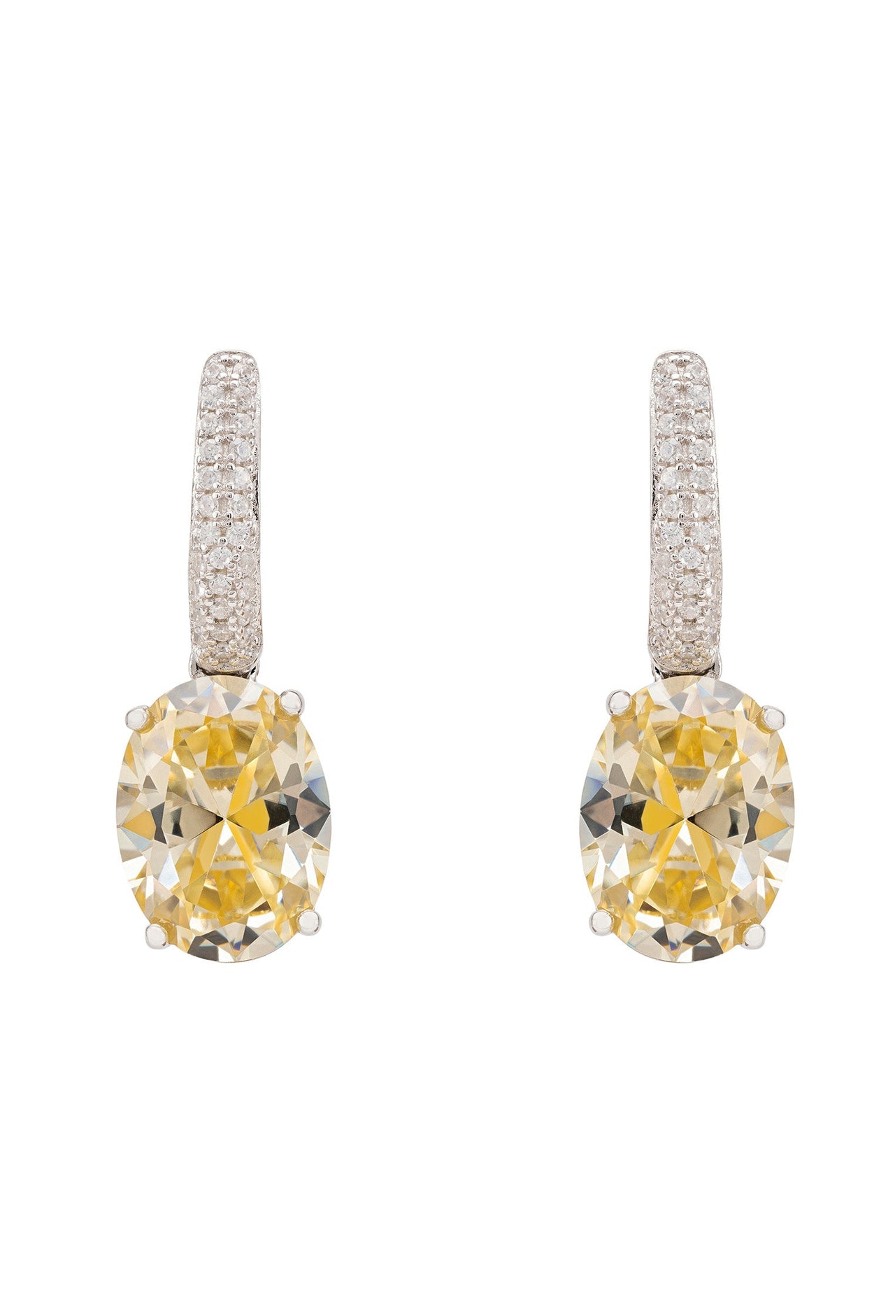 LATELITA - Alexandra Oval Drop Earrings Silver Yellow Topaz -