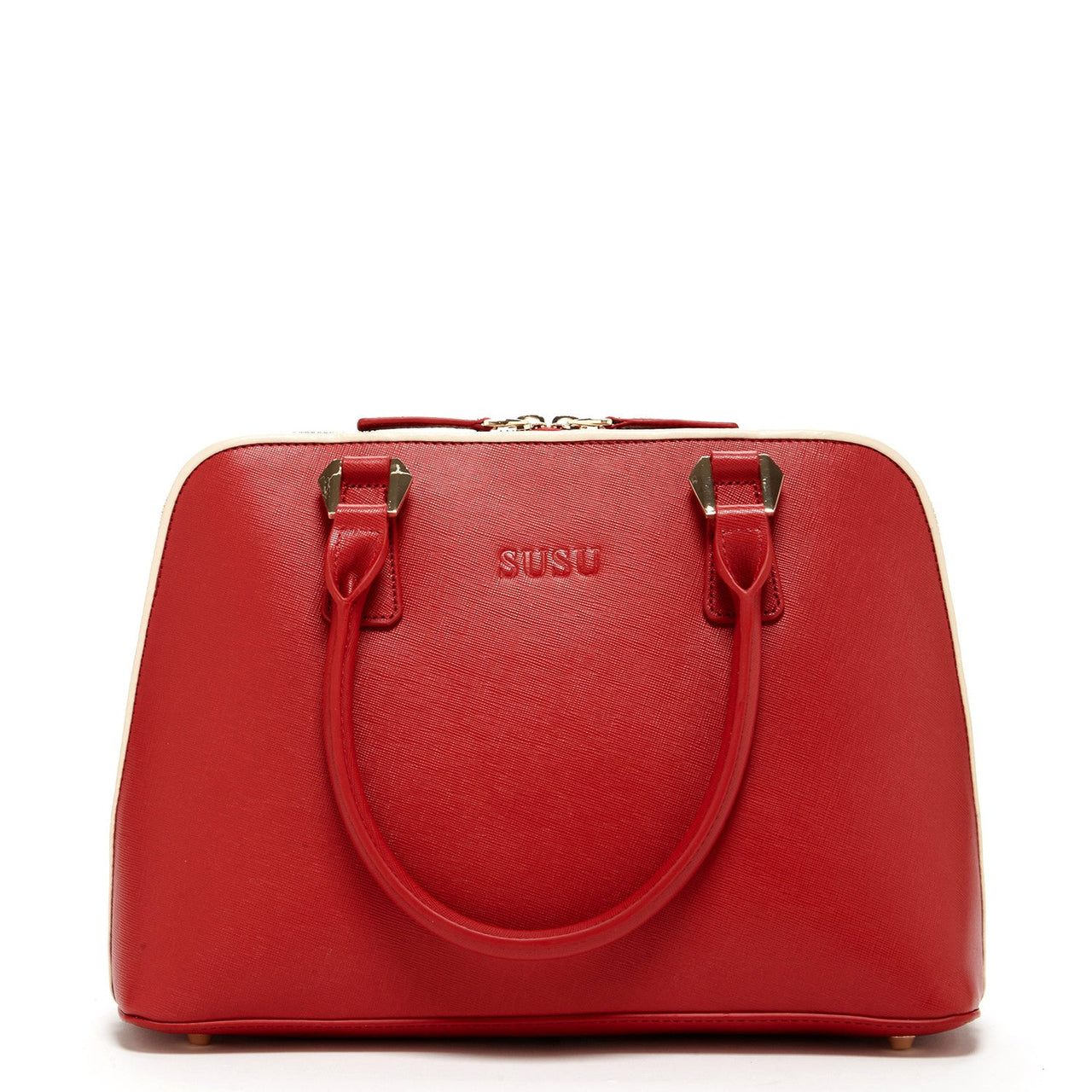 Melissa Red Saffiano Leather Satchel Bag -