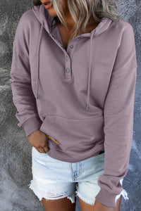 Thumbnail for Dropped Shoulder Long Sleeve Hoodie with Pocket - T - 9 COLORS -