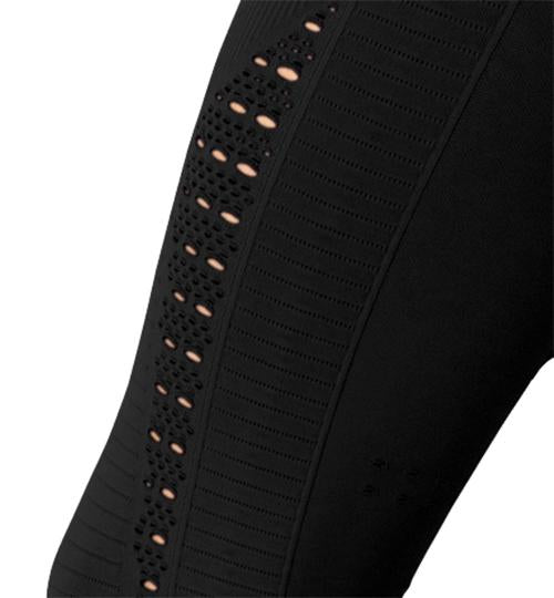 Savoy - Mesh Seamless Legging With Ribbing Detail - Black - 1 COLOR -