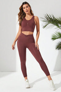 Thumbnail for Ribbed Tank and Active Leggings Set - 2 PCS. - T - 1 COLOR -