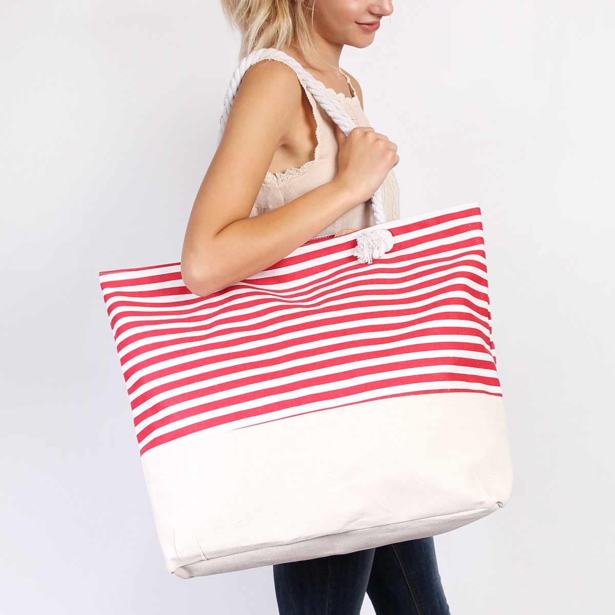 Striped Jumbo Tote Bag - 2 COLORS -