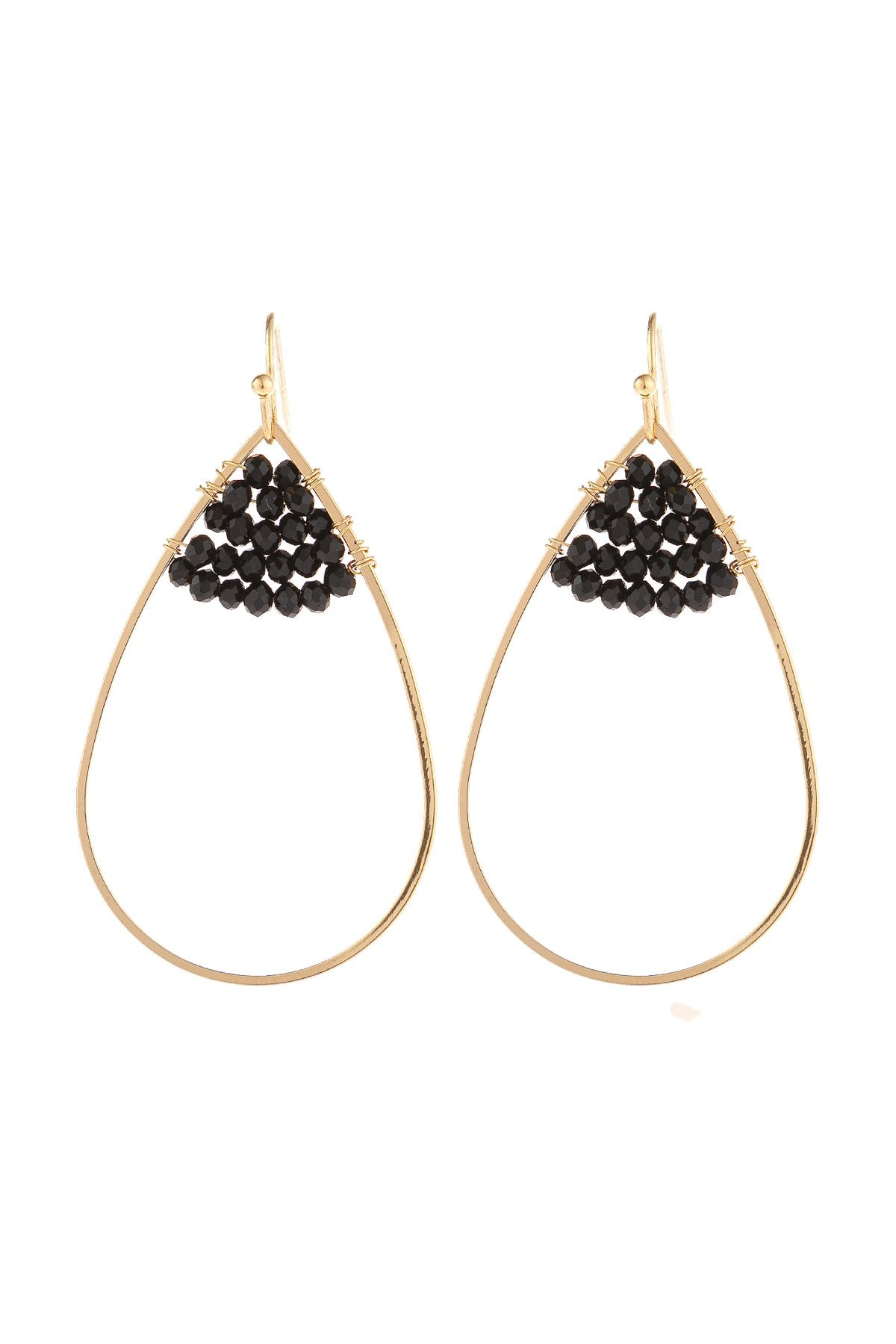 Open Teardrop With Rondelle Beads Earrings - 13 COLORS -