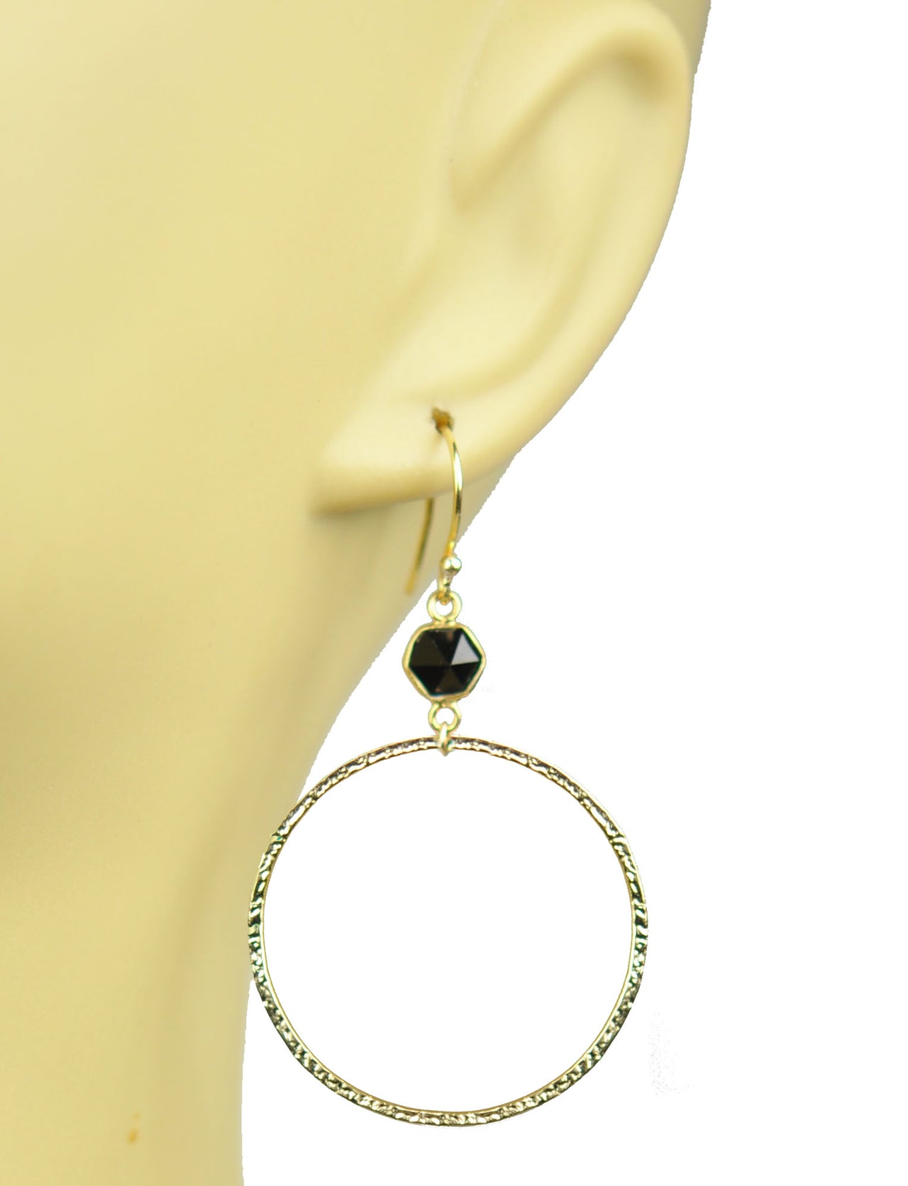 Gena Myint - Black Spinel Bezel Circle Earrings -