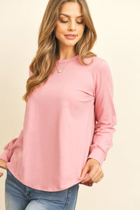 Thumbnail for Riah Fashion - Long Sleeve Round Neck Solid Top - 17 COLORS -