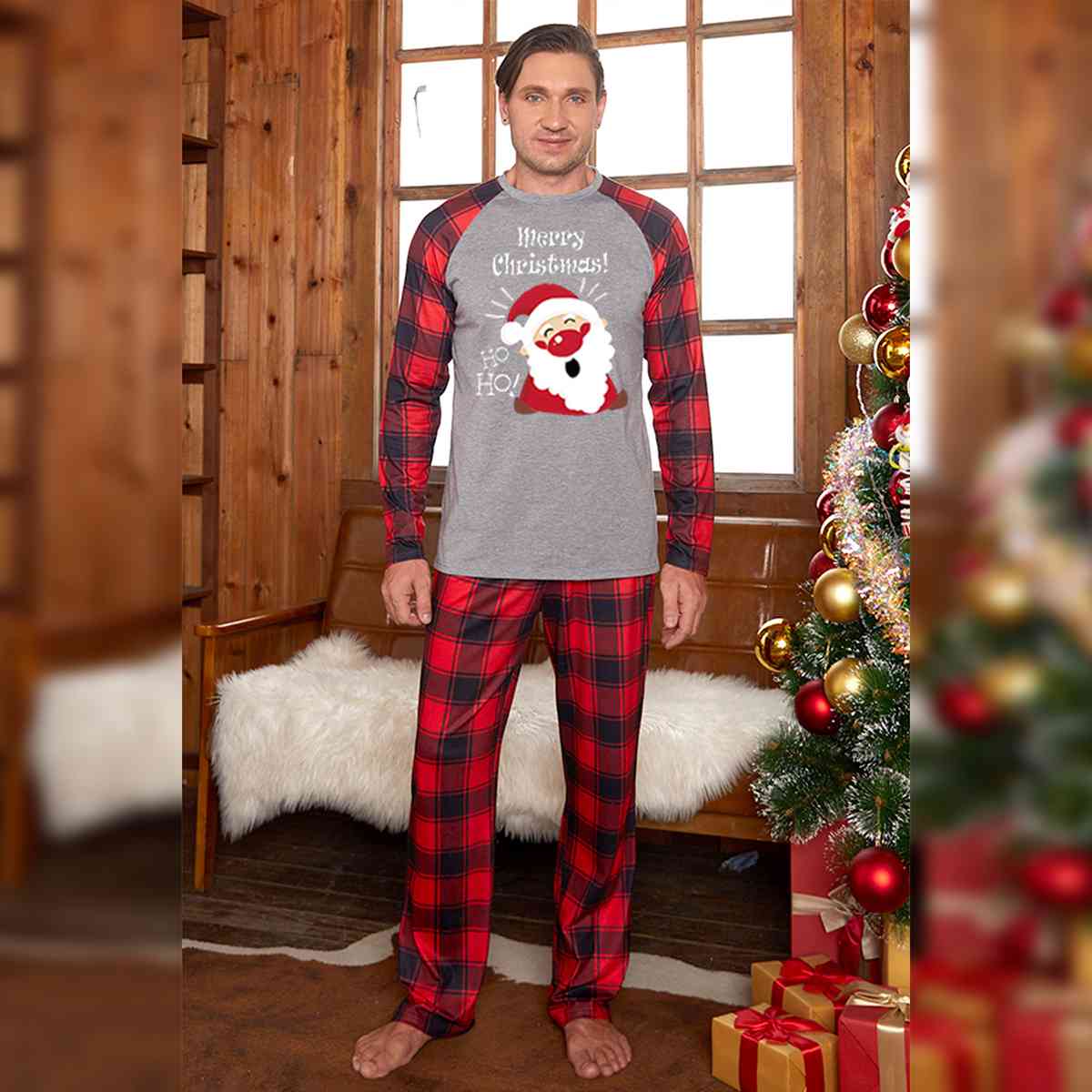 MERRY CHRISTMAS Graphic Top and Plaid Pants Set - T - SOLD BY SIZE / 2 PCS. - 4 SIZES -