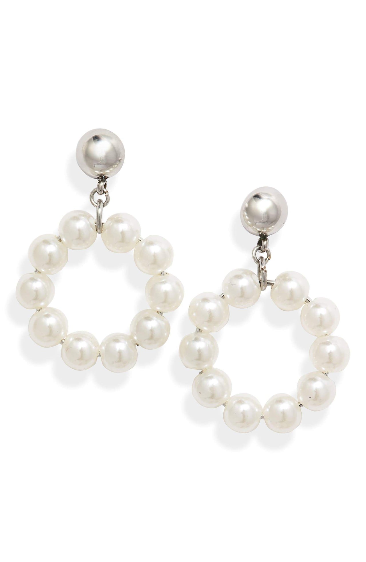 Knotty - Pearl Hoop Drop Earrings -