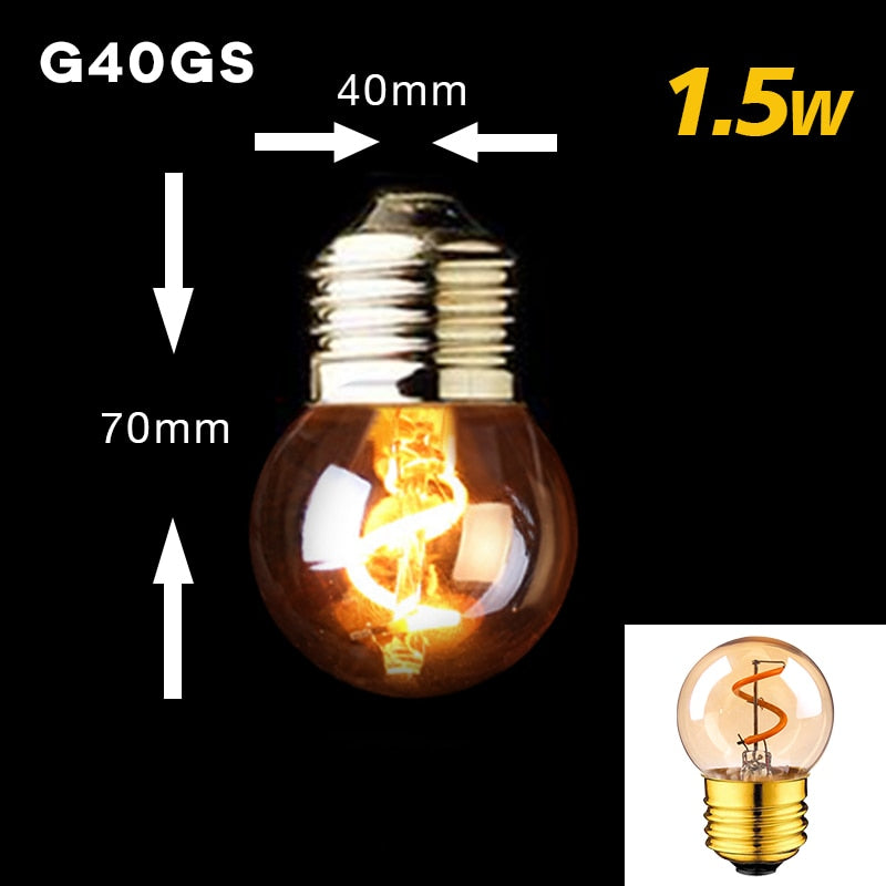 Retro Dimmable LED Edison Bulb E27 3W Gold Spiral Filament ST64 G125 Ampoule LED Lamp Incandescent Chandelier Decorative Lighting - [15 DAY DELIVERY] - 13 BULB TYPES - 2 WATTAGES -