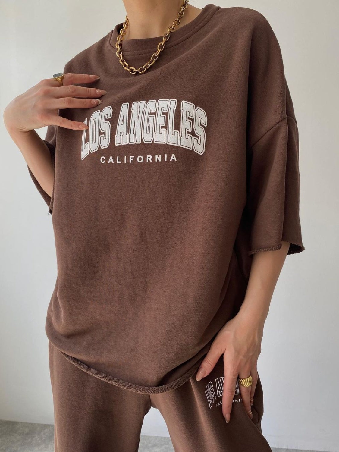 LOS ANGELES CALIFORNIA Graphic Sweatshirt and Sweatpants Set - 2 PCS. - T - 5 COLORS -