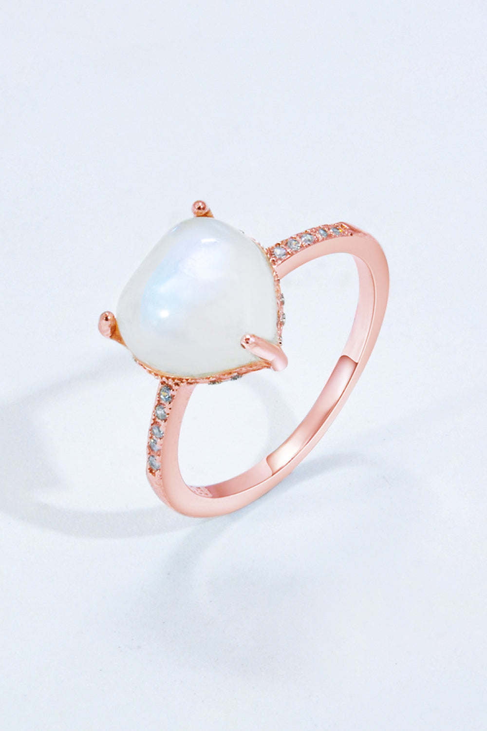 Heart-Shaped Natural Moonstone Ring - T - SIZES 6 THRU 9 - 2 FINISHES -