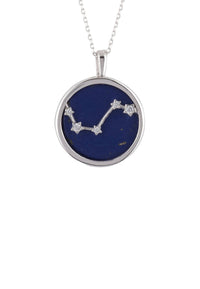 Thumbnail for Zodiac Lapis Lazuli Gemstone Star Constellation Pendant Necklace Silver Aries -