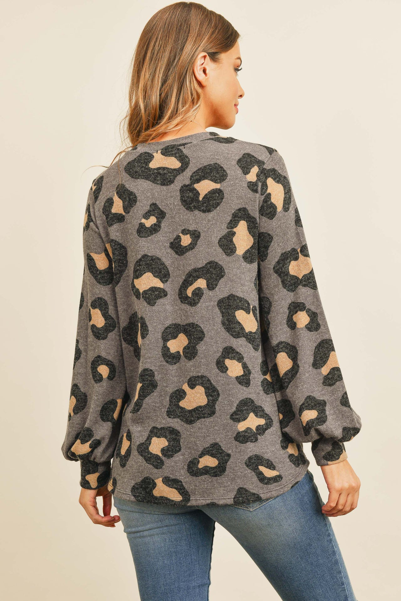 Riah Fashion - Puff Sleeved Leopard Print Top - 4 COLORS -