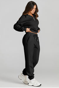 Thumbnail for Quarter Zip Top and Drawstring Pants Active Set - 2 PCS. - T - 1 COLOR -