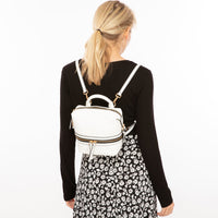 Thumbnail for Ashley Small White Leather Backpack Purse -