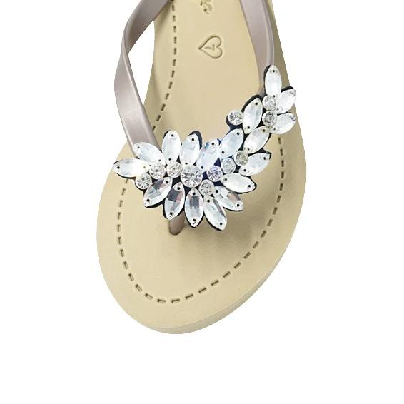 SAND BY SAYA N.Y. - Manhattan Crystal - Rhinestone Mid Wedge Flip Flops - 2 COLORS -