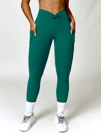 Twisted High Waist Active Leggings with Pockets - T - 5 COLORS -