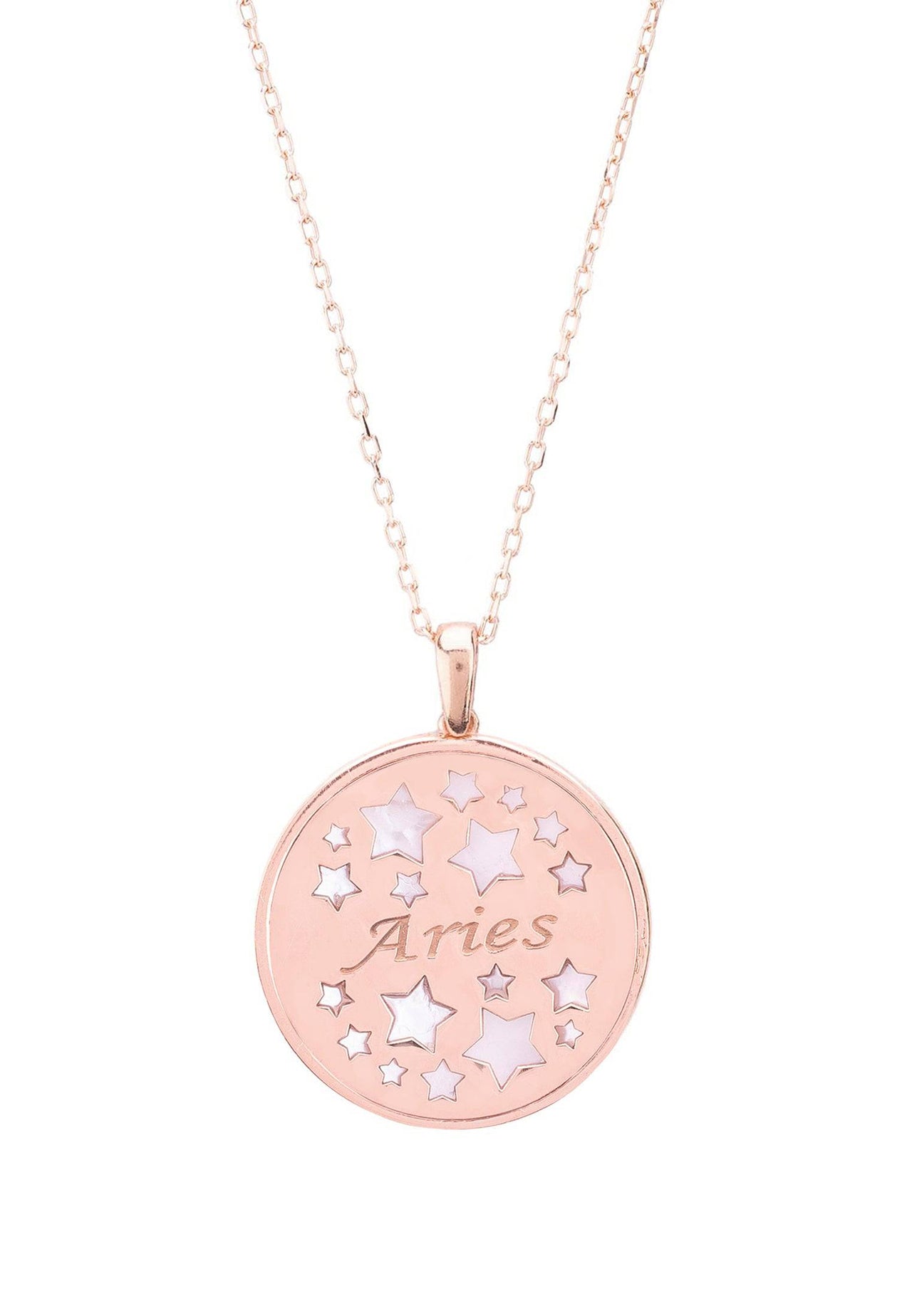 Zodiac Mother of Pearl Gemstone Star Constellation Pendant Necklace Aries -