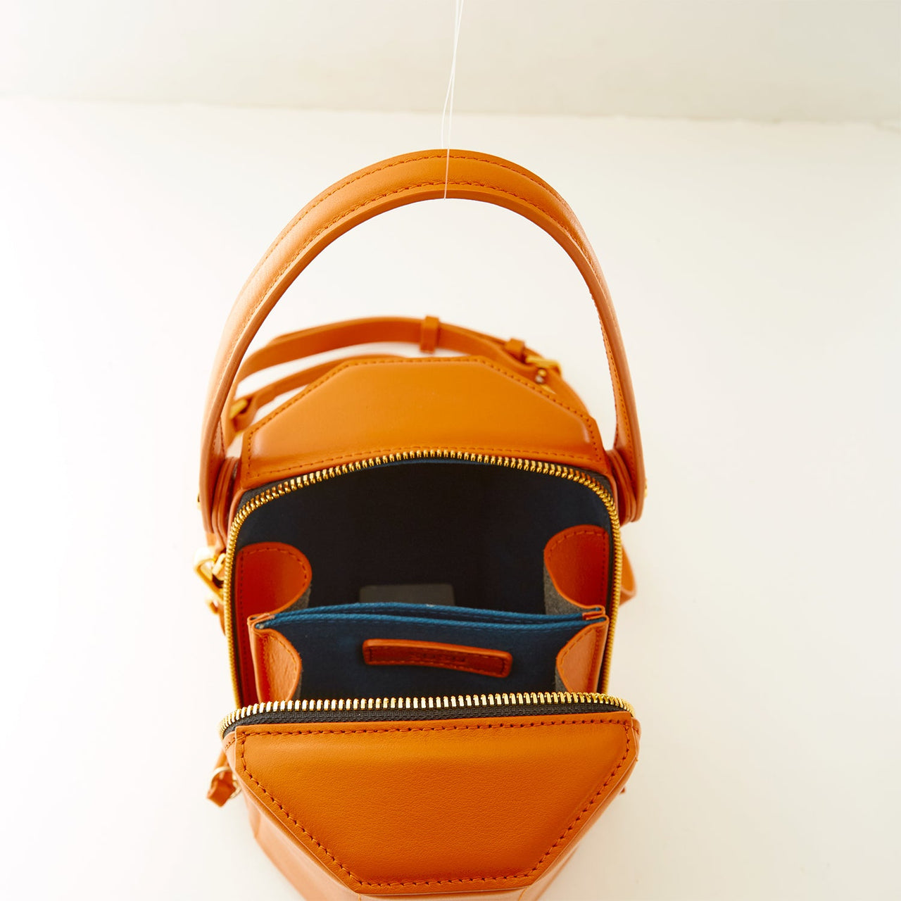 Harper Orange Leather Bucket Bag -