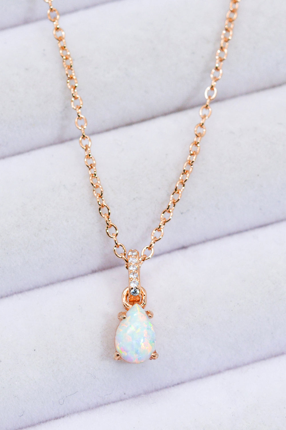 Opal Pendant 925 Sterling Silver Chain-Link Necklace- T - 2 FINISHES -