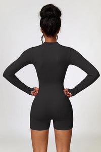 Thumbnail for Half Zip Long Sleeve Active Romper - T - 5 COLORS -