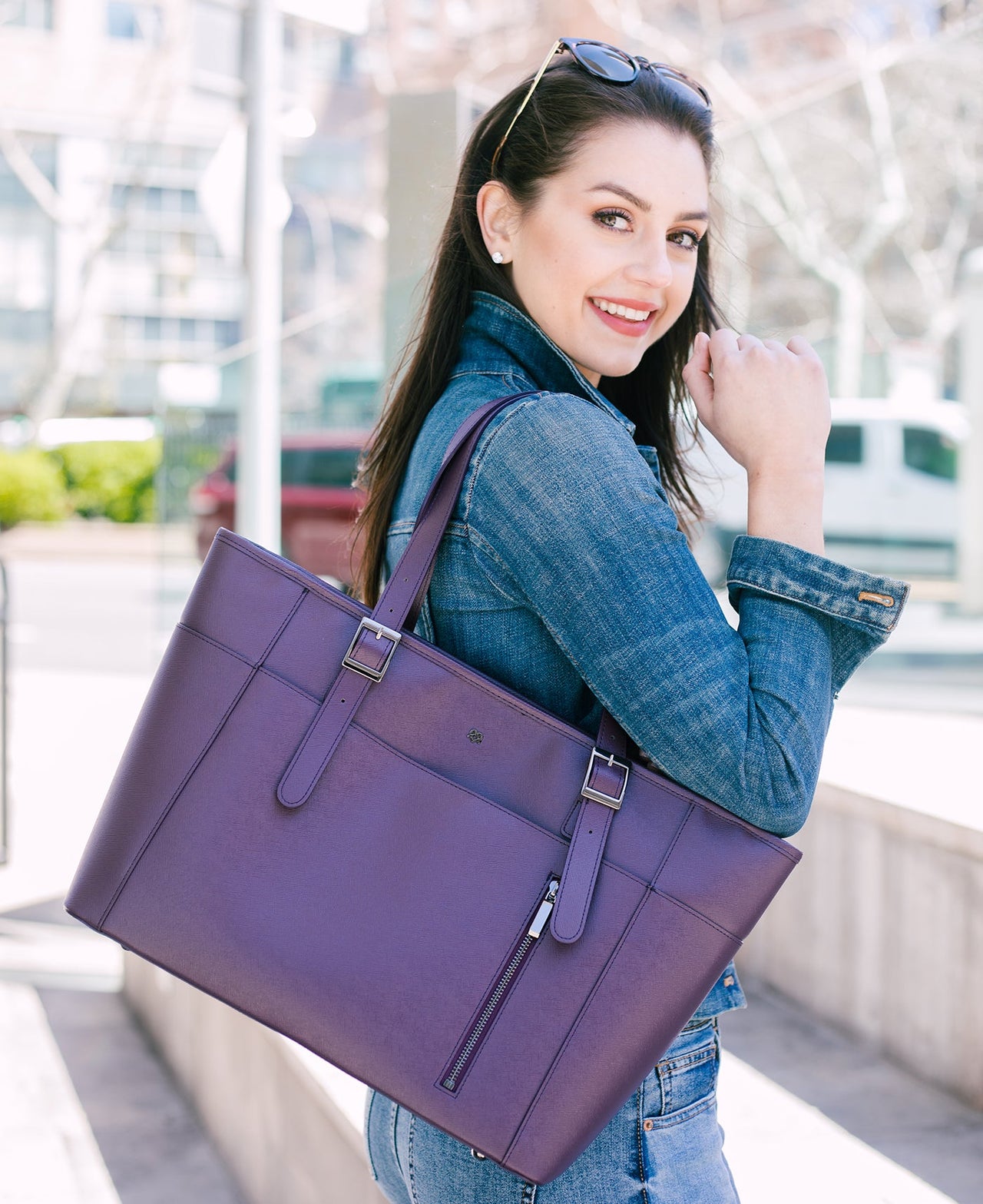 GUNAS NEW YORK - Miley - Purple Vegan Leather Laptop Bag - 1 COLOR -