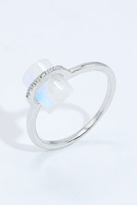 Thumbnail for Natural Moonstone Platinum-Plated Ring - T - SIZES 6 THRU 9 - 3 FINISHES -