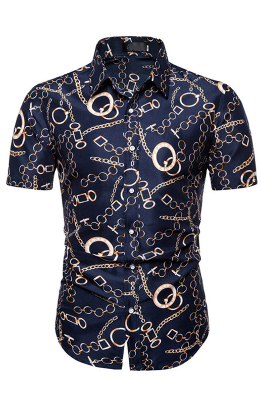 Men's Summer Fashion Short Sleeve Printed Shirt - K - BD -