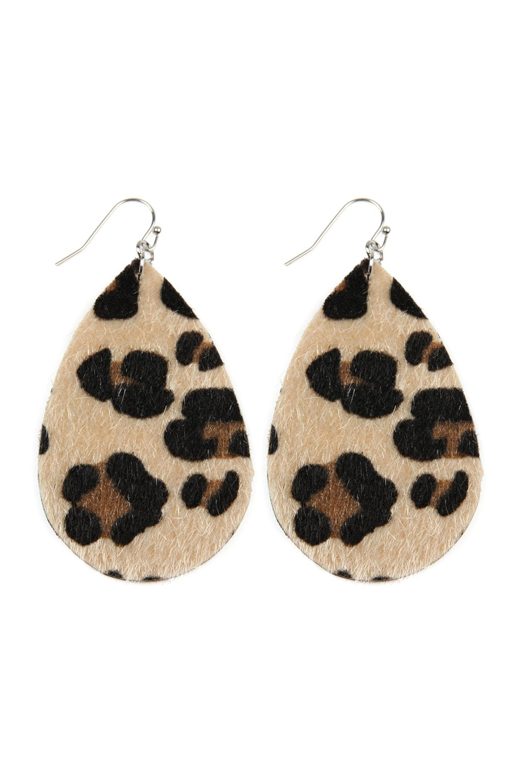 Leopard Print Fabric Fish Hook Teardrop Earrings - 5 COLORS -