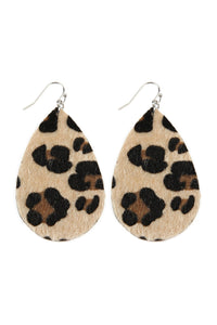 Thumbnail for Leopard Print Fabric Fish Hook Teardrop Earrings - 5 COLORS -