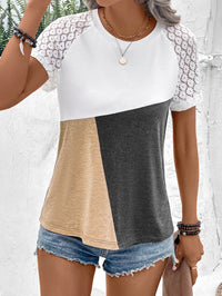 Thumbnail for Color Block Raglan Sleeve Round Neck Tee - T - 4 COLORS -