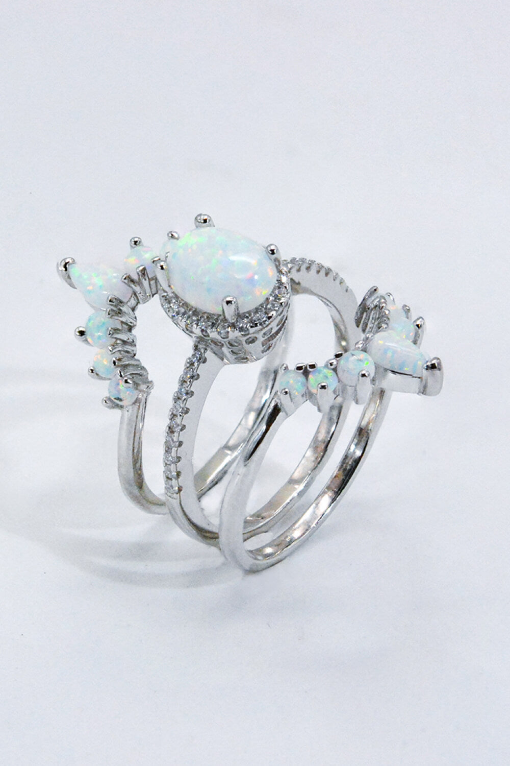 925 Sterling Silver Opal Ring - T - SIZES 5 THRU 10 - 1 COLOR -