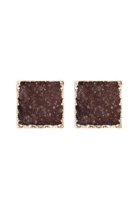 Thumbnail for Square Druzy Stone Stud Earrings - 12 COLORS -