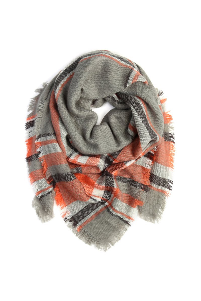 Riah Fashion - Blanket Fringed Scarf -