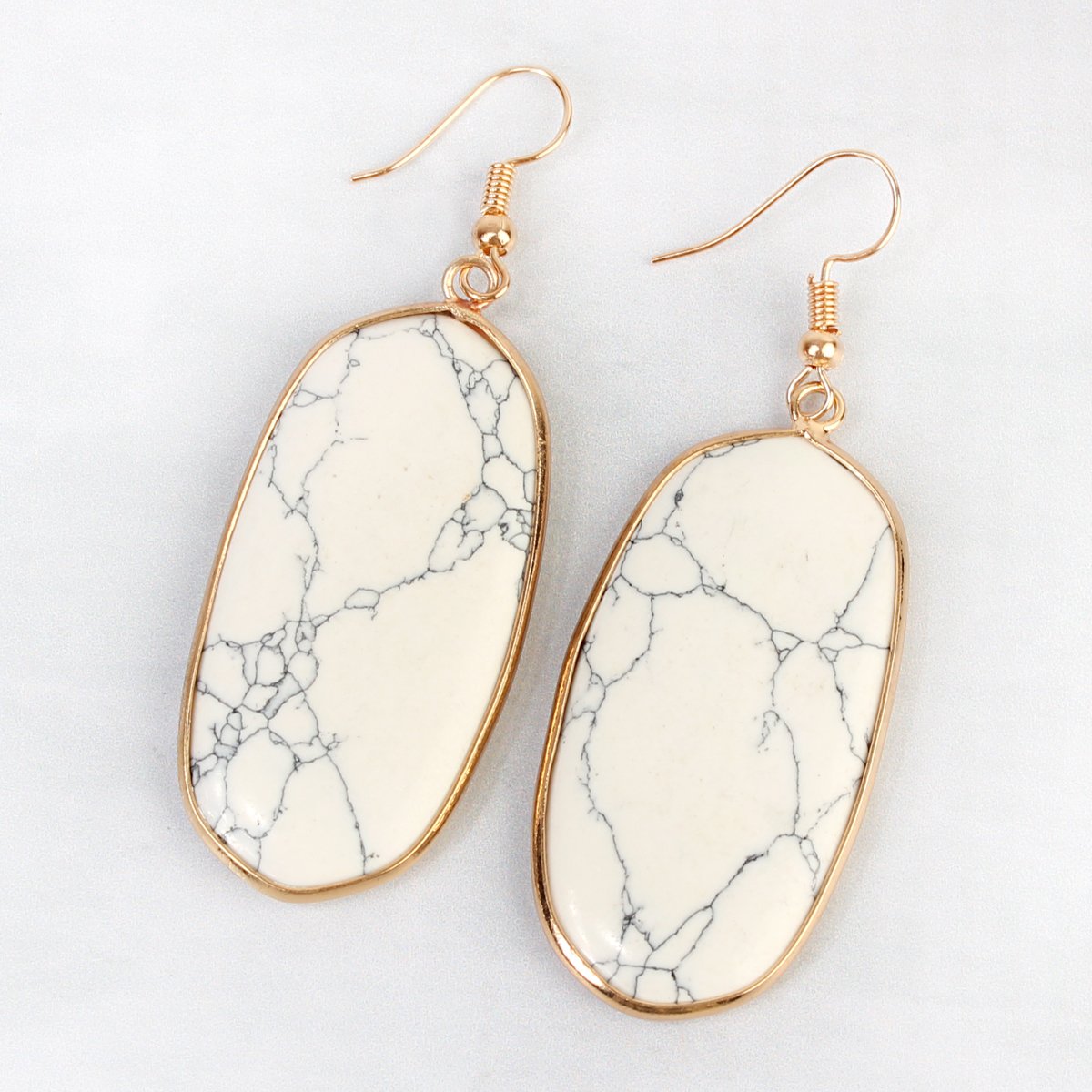 USA - Natural Oval Stone Earrings - 9 COLORS -