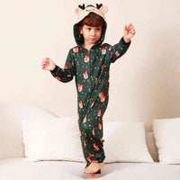 Thumbnail for KIDS Printed Hooded Long Sleeve Jumpsuit - T -