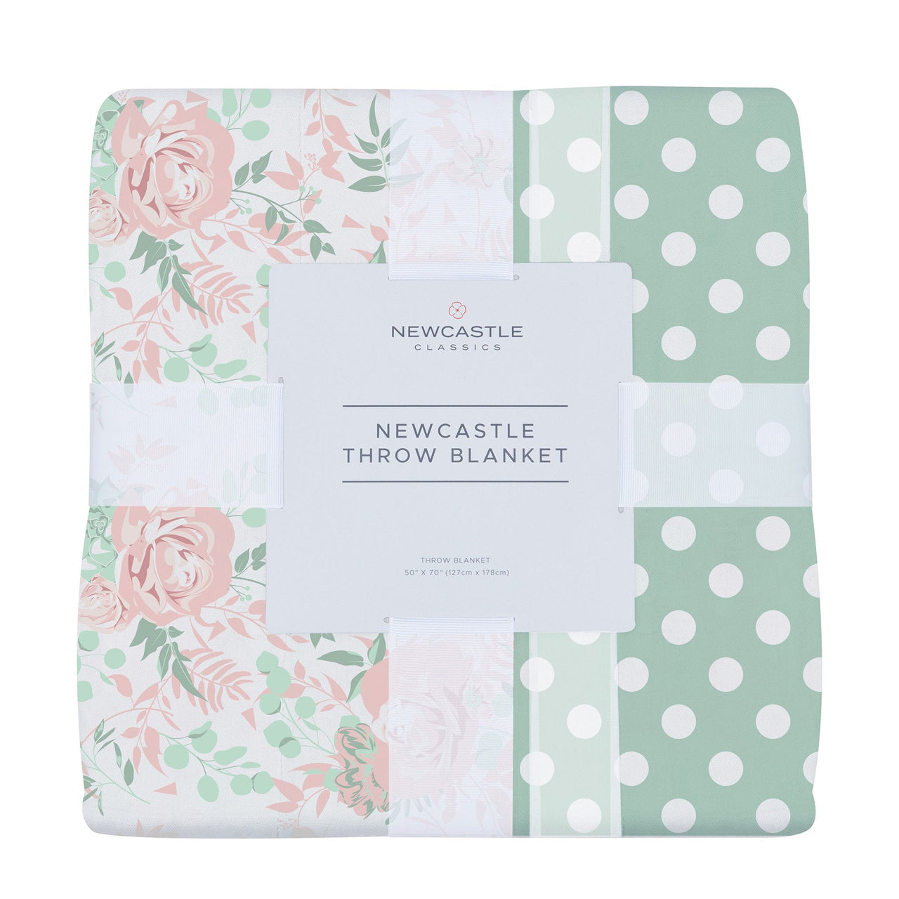 Newcastle - Desert Rose and Jade Polka Dot Cotton Muslin Throw Blanket -