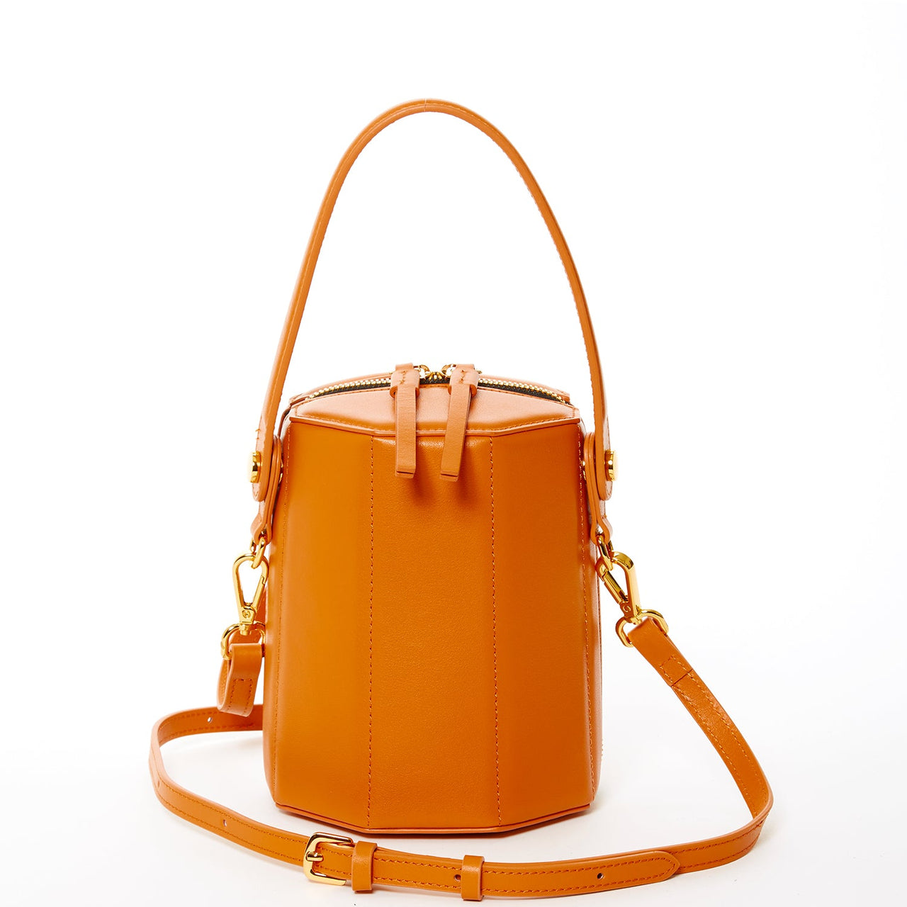 Harper Orange Leather Bucket Bag -