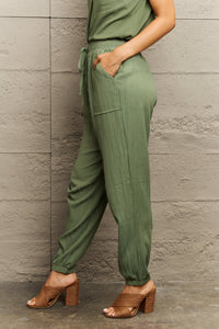 Thumbnail for Tie Waist Long Pants with Pocket - T - 1 COLOR -