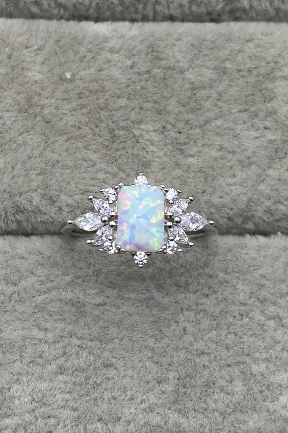 925 Sterling Silver Zircon and Opal Ring - T - SIZES 5 THRU 10 - 1 COLOR -