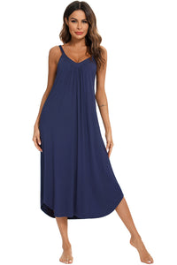 Thumbnail for V-Neck Midi Lounge Dress - T - 4 COLORS -