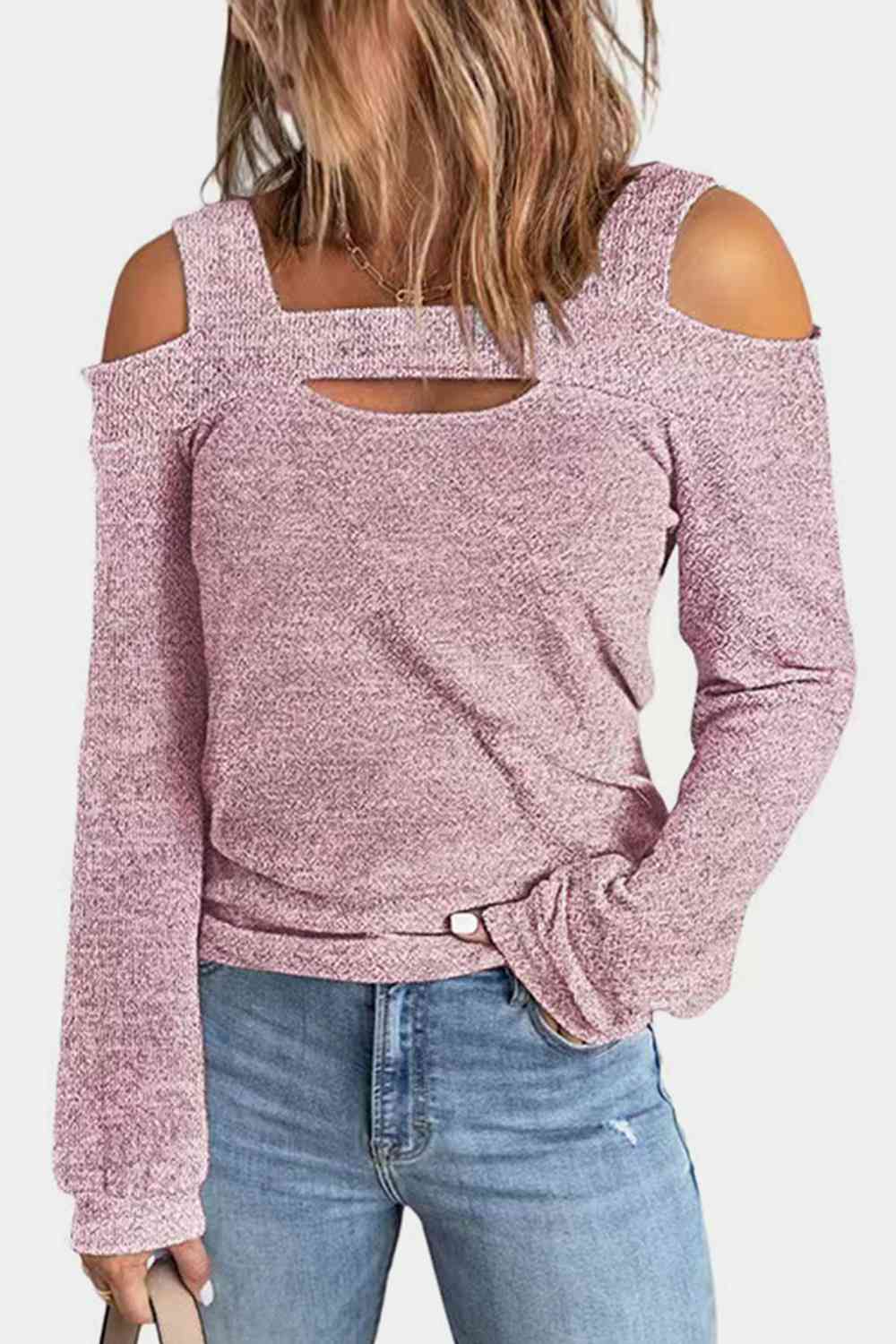 Full Size Cutout Cold Shoulder Blouse - T - 6 COLORS -