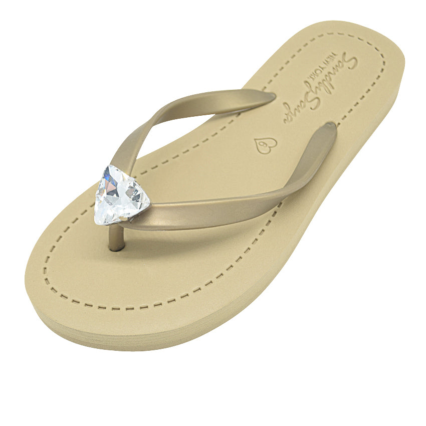 SAND BY SAYA N.Y. - Triangle Studs - Crystal Flat Flip Flops Sandal - 4 COLORS -