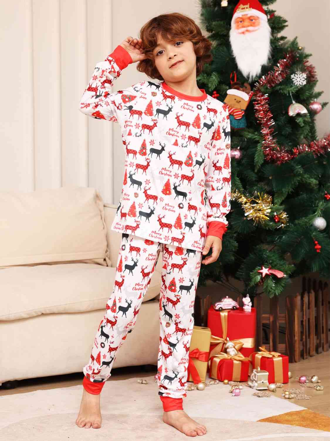 KIDS  Reindeer Print Top and Pants Set - T -