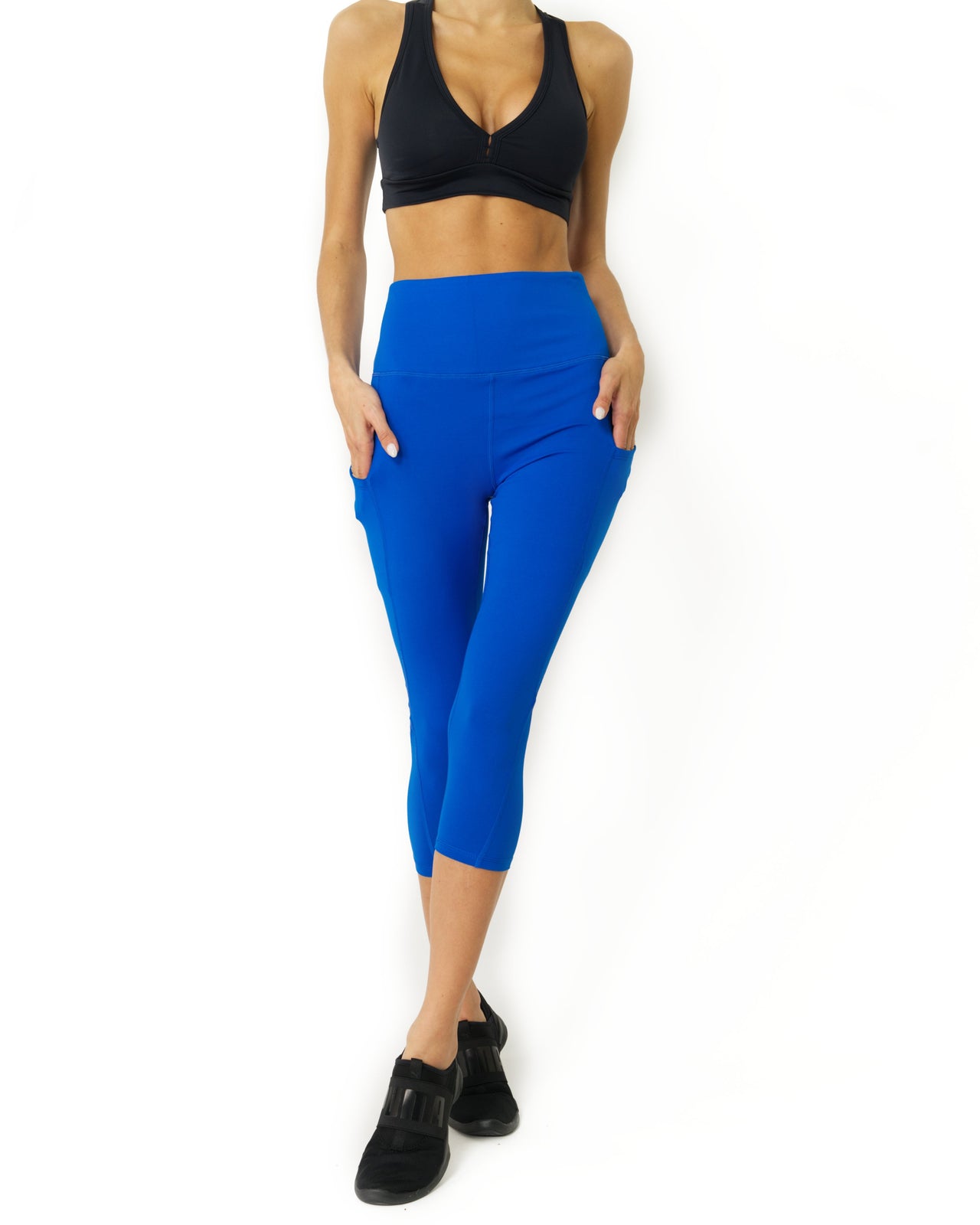 Savoy - High Waisted Yoga Capri Leggings - Sky Blue - 1 COLOR -