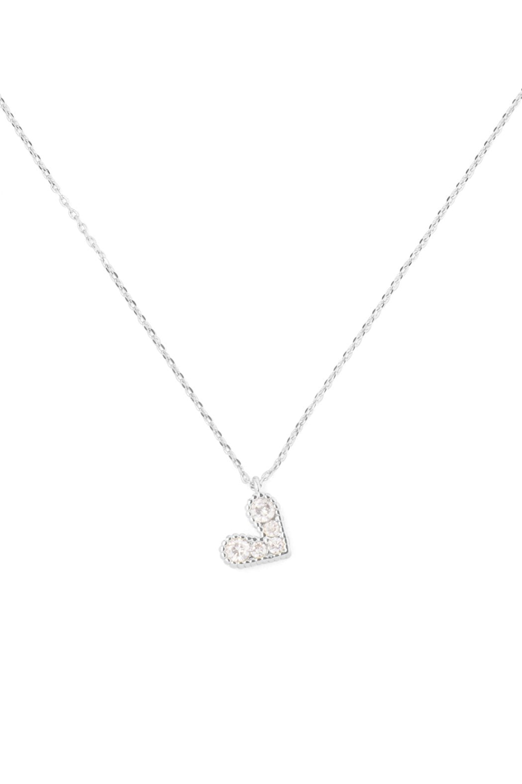 Brass Zirconia Heart Pendant Necklace with 3' extender - 3 COLORS -