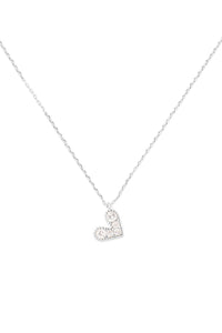 Thumbnail for Brass Zirconia Heart Pendant Necklace with 3' extender - 3 COLORS -