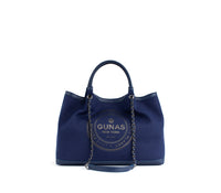 Thumbnail for GUNAS NEW YORK - RUTH - Dark Blue Vegan Canvas Tote / comes with make-up bag & dust pouch - 1 COLOR -