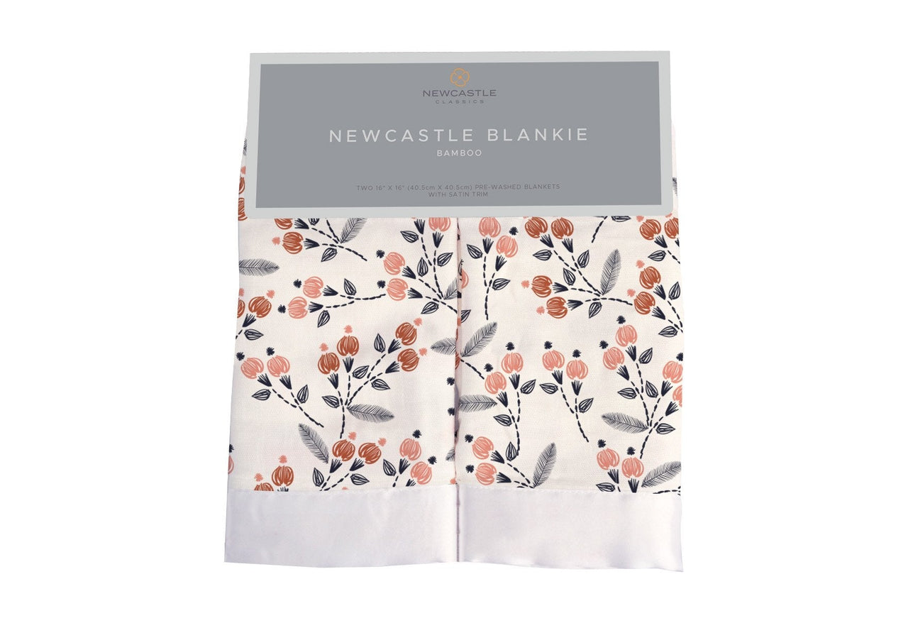 Newcastle - Dahlia Floral Bamboo Muslin Security Baby Blankie -