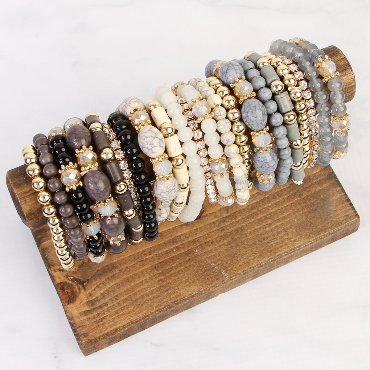 Riah Fashion -  - Multibead Stackable Bracelet - 7 COLORS -